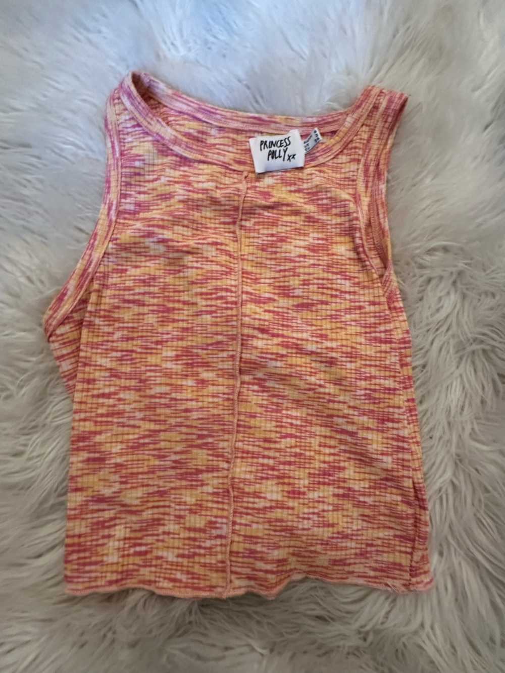 Princess Polly Yellow-Pink Space Dye Tank Top